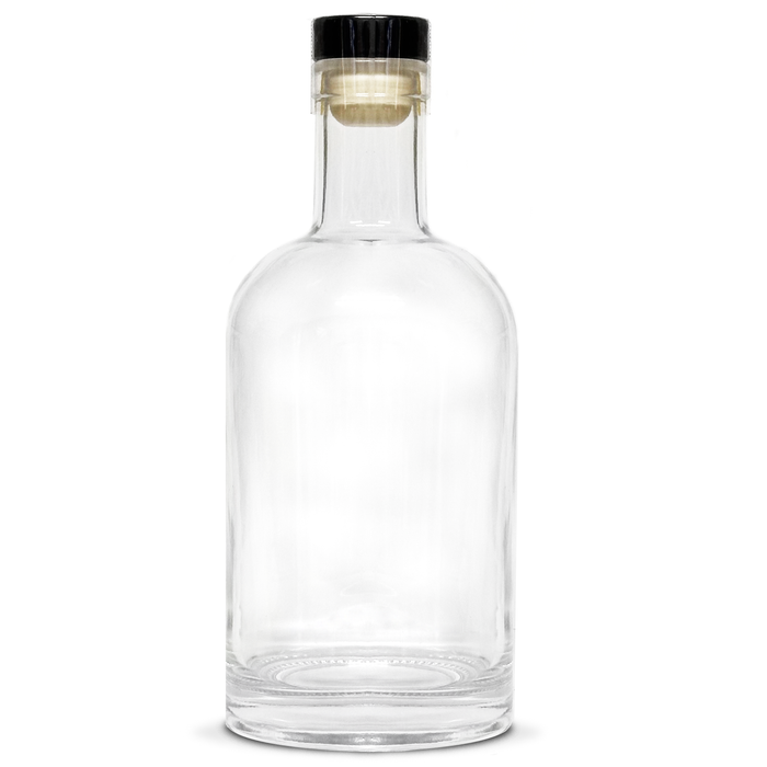 750ml Round Glass Spirit Bottle and Synthetic Cork