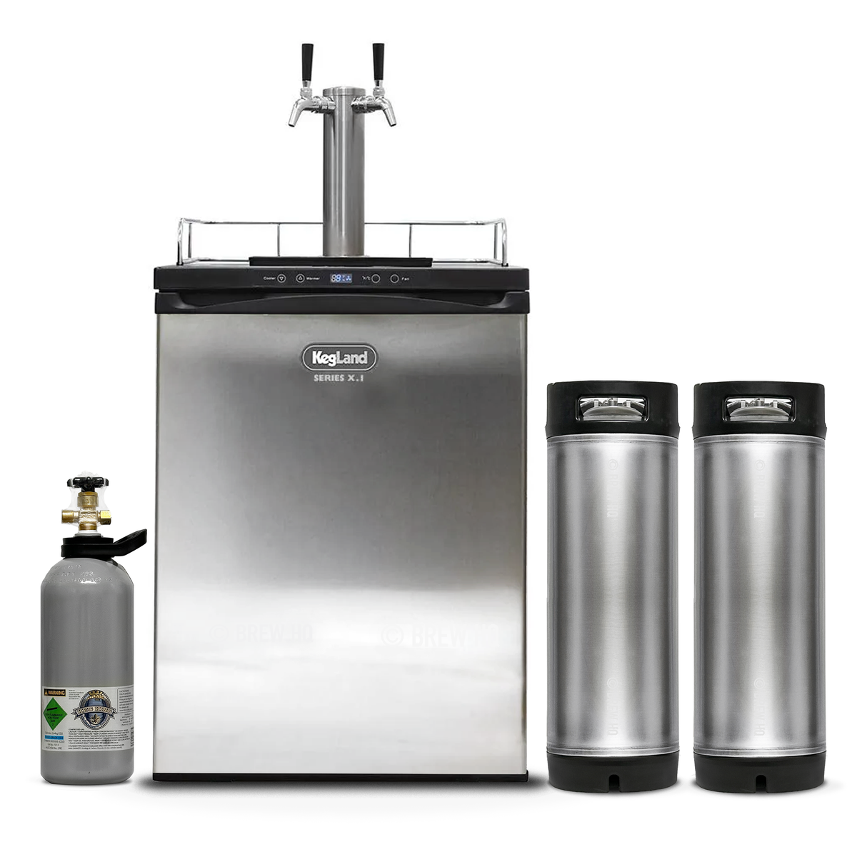 Stainless Steel Double Tap Kegerator X.1 Complete Homebrew Bundle