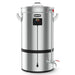 Stainless steel brewing system  with digital display on a white background