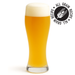 Glass of hazy pale beer in a wheat beer glass with a 'All Grain Recipe' logo on a white background