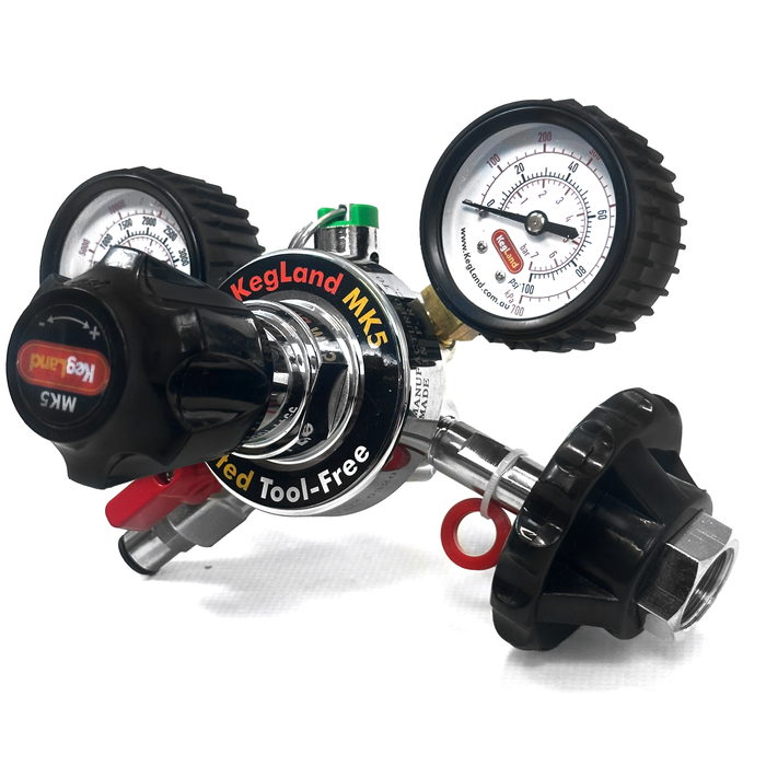 KegLand MK-5 CO2 regulator on a white background