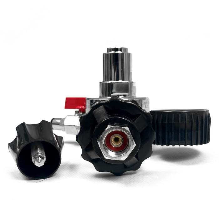 Close up of a Kegland MK5 regulator spindle and nut