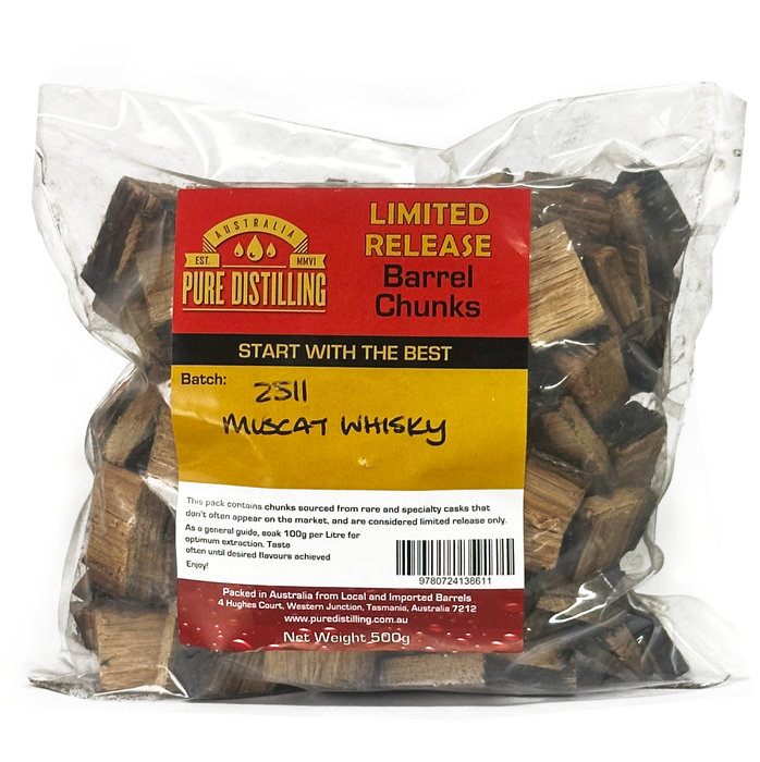 Pure Distilling Muscat Whisky Barrel Chunks 500g - Limited Release