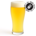 A glass of a light pilsner with a slight haze and an icon that says all grain recipe