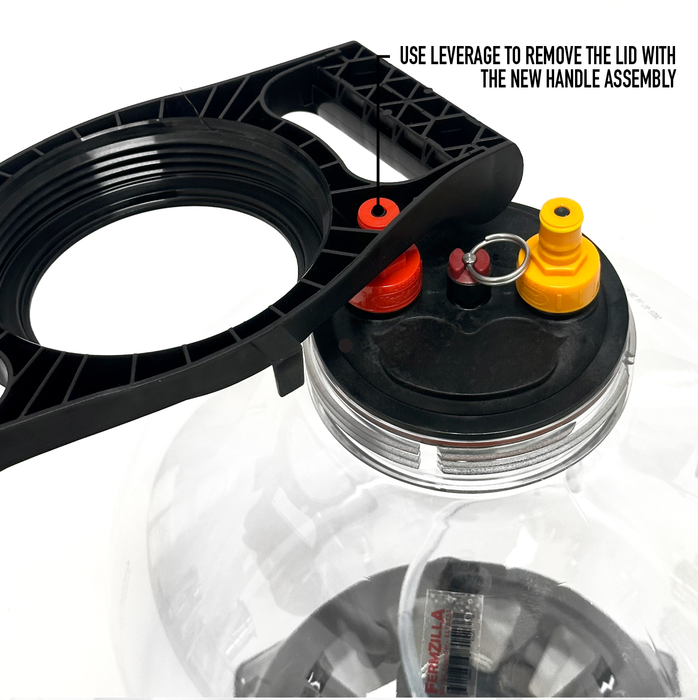 Taking the lid off a fermzilla using the handle assembly and leverage