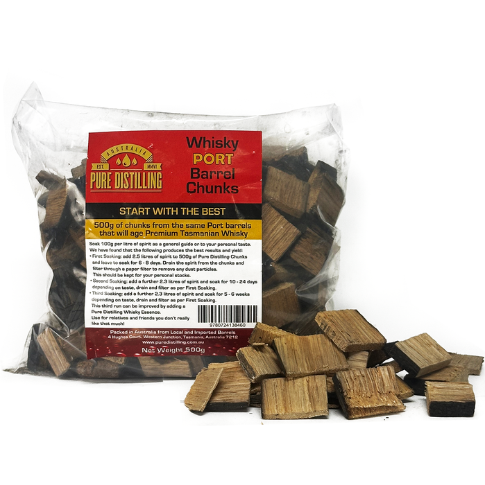 Pure Distilling Whisky Port Barrel Chunks 500g