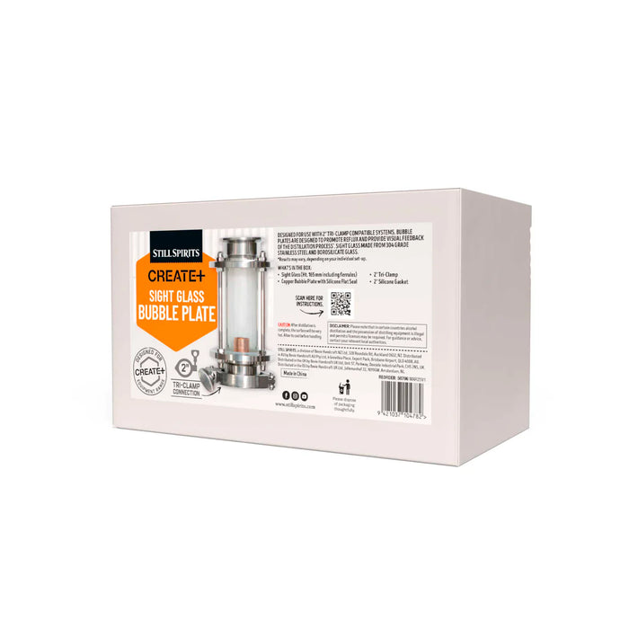 Box packaging of Still Spirits CREATE+ Sight Glass Bubble Plate on a white background