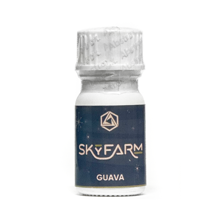 Bottle of SkyFarm Guava fruit terpenes bottle on a white background