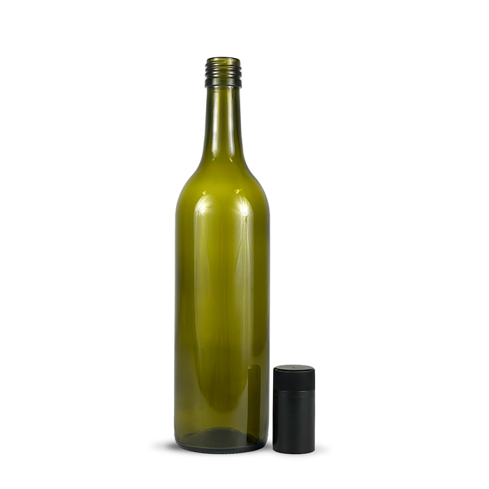 750mL Green Claret Glass Wine Bottle and Lid - Novatwist Finish