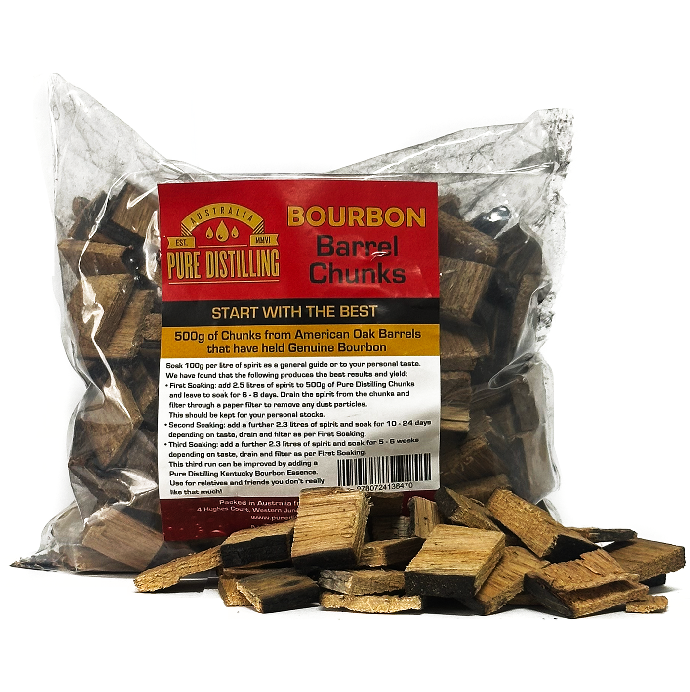 Pure Distilling Bourbon Barrel Chunks 500g — Brew HQ