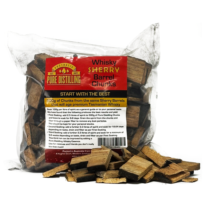 Pure Distilling Whisky Sherry Barrel Chunks 500g